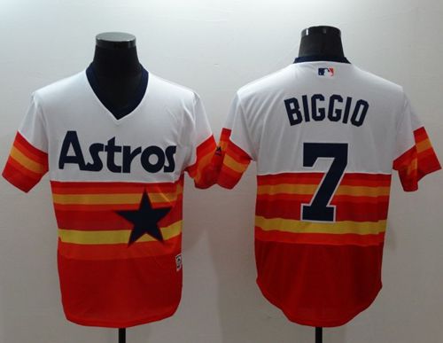 Astros #7 Craig Biggio White/Orange Flexbase Authentic Collection Cooperstown Stitched MLB Jersey - Click Image to Close